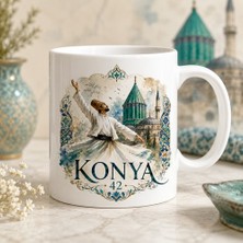 Ajans 313 AJANS313 Konya Suluboya Sanat Tasarımlı Semazen Kupa Bardak - Memleket Seri 42 Konya Hediyelik Kahve Kupası