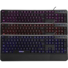 Sungur's Store USB 3 Renk Aydınlatmalı Gaming Klavye, Sabit Bilek Desteği