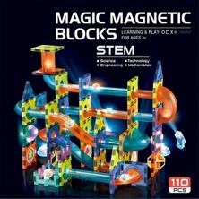 Sungur's Store Işıklı Marble Run Seti ile 110 Parça Manyetik Blok Seti