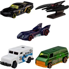Happy Trend Hot Wheels 5'li Batman Araç Paketi, Batmobile, Batplane ve Zırhlı Kamyon Gibi 5 Adet 1:64 Ölçekli Metal Oyuncak Araba, JLN10