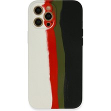 Uryport Apple iPhone 12 Pro Max Kılıf Ebruli Lansman Silikon - Beyaz-Siyah