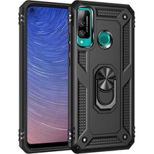 Uryport Huawei P40 Lite E Kılıf Sofya Yüzüklü Silikon Kapak - Siyah
