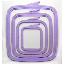 Happy Trend Nurge Lila Plastik Kare Nakış Kasnağı, Çapraz Dikiş Çemberleri, Zımba Iğnesi Halkası 4 Parça Set