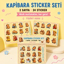 Tişört Kodu Kapibara Sticker Seti – 24 Sevimli Mat Sticker