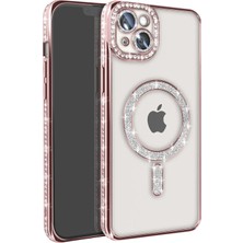 Uryport Apple iPhone 15 Kılıf Joke Simli Magneticsafe Kılıf - Pembe
