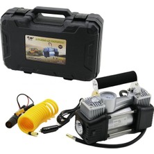 Marsilyan Çift Silindir Oto - Araç Hava Kompresörü DC/12V - 23AMP - 150PSI Fenerli Bar Göstergeli (4887)