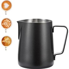 Brf Store Irmakxx 304 Çelik 350 ml Siyah Teflon Kaplama Kahve Süt Köpürtme Potu Sütlük Pitcher