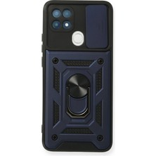 Uryport Oppo A15 Kılıf Pars Lens Yüzüklü Silikon - Lacivert