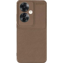 Uryport Oppo Reno 11F Kılıf Auto Focus Karbon Kapak - Kahverengi