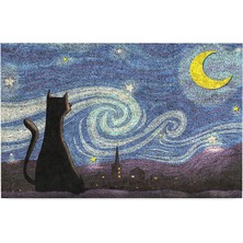 Happy Trend Monnhein Kedi Köpek Komik Tasarımlı Dekoratif Kapı Önü Paspas, Dış Mekan/ev Içi/banyo/mutfak/yatak Odası/giriş Paspasları (Gece Kedi, 40X60)