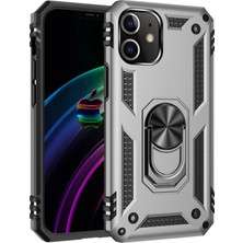 Uryport Apple iPhone 12 Kılıf Sofya Yüzüklü Silikon Kapak - Gümüş