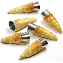 Happy Trend 6'lı Paslanmaz Çelik Pasta Kalıbı Seti, Cannoli, Kruvasan ve Dondurma Külahı Için Koni Şekilli Kalıplar, Profesyonel Pastacılık Araçları