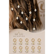 İnvictus Design Invictus Design Kadın Gold 10 Parça Papatya Figürlü Saç Küpesi Saç Süsü Örgü Çiçek Detay Charm Saç Küpesi