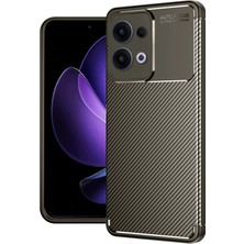 Uryport Oppo Reno 13 Pro Kılıf Auto Focus Karbon Kapak - Kahverengi