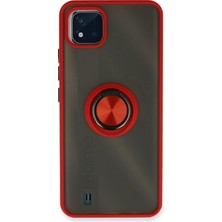 Uryport Realme C11 2021 Kılıf Montreal Yüzüklü Silikon Kapak - Kırmızı