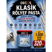 Decos Klasik Rölyef Pasta 1,5 KG – Modelleme ve Doku Macunu – Stencil, Kabartma ve Dekoratif Sanat Pastası