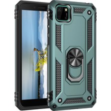 Uryport Huawei Y5P Kılıf Sofya Yüzüklü Silikon Kapak - Yeşil