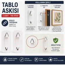 Kea Ev Eşyaları 2 Adet Yapışkanlı Tablo Askısı – Güçlü Yapışkanlı Çerçeve Asma Aparatı, Duvar Delmeden Tablo Askı Kancası