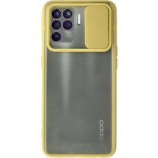 Uryport Oppo Reno 5 Lite Kılıf Palm Buzlu Kamera Sürgülü Silikon - Sarı