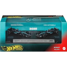 Happy Trend Hot Wheels Premium Formula 1 Oyuncak Arabalar, 2 Adet 1:64 Ölçekli Metal Mercedes Amg Petronas Formula 1 Yarış Arabası, George Russell ve Kimi Antonelli, JMM93