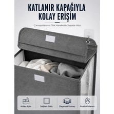 Marsilyan Kapaklı Duvar Tipi Kirli Çamaşır Sepeti Yer Tasarrufu Sağlayan