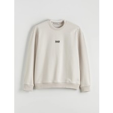 Lc Waikiki Yeni Sezon Bisiklet Yaka Baskılı Erkek Kalın Sweatshirt