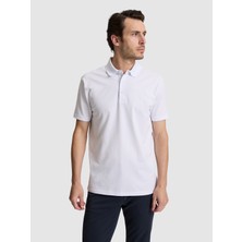 Cacharel Beyaz Slim Fit Pamuk Karışımlı Düğmeli Polo Yaka Basic T-shirt 50328375 VR013