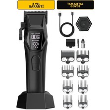 Wablow Saç Kesme Makinesi Şarjlı Tıraş Makinesi, Erkek Bakım Seti - 8000 Rpm Kablosuz Şarj Tabanı Berber Kuaför Tipi, 8 Kılavuz Taraklı, LED Ekran, Type-C (garanti)
