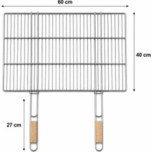 Sinanoğlu Kral Mangal 60x40 cm Mangal Teli 1 Parça Çift Kulplu Güvenli Taşıma Özelliği ile Izgara