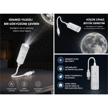 Azurtech USB Galaksi Projektör LED Gece Lambası 360° Ayarlanabilir 2 Filmli 2'si 1 Arada Ambiyans Işık