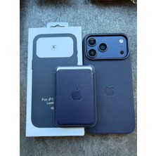 Madam Case Apple iPhone 15 Uyumlu Lacivert D-Ming M-Safe Kartlıklı Deri Premium Kılıf