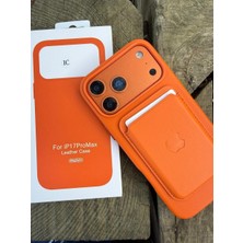Madam Case Apple iPhone 16 Pro Max Uyumlu Turuncu D-Ming M-Safe Kartlıklı Deri Premium Kılıf