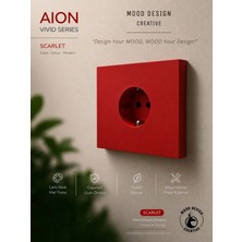 Mooddesign Aıon Collection - Vıvıd Series (Scarlet Red) /(Tüm Prizler Ile Uyumludur) Minimal Mat Tasarım Priz / Premium Dekoratif Canlı Renkler Serisi (Canlı Kırmızı)