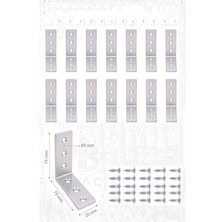 10 Ad. L Demir Gönye Köşebent 20X75X75MM - Mobilya Dolap Köşe Bağlantı Birleştirme Sabitleme Aparatı