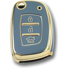 die grup autohan keys lüks anahtar kılıfı,  model, gri-gold renk, bayon ı10 ı20 ıx35 elantra tucson araç modelleri uyumlu