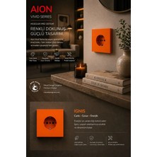 Mooddesign Aıon Collection - Vıvıd Series (Ignıs) /(Tüm Prizler Ile Uyumludur) Minimal Mat Tasarım Priz / Premium Dekoratif Canlı Renkler Serisi (Turuncu)