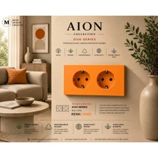 Mooddesign Aıon Collection-Duo Series (Ignıs) (2li)/ (Tüm Markalar Ile Uyumludur) (2modül Birleşimi=1priz+1priz) Minimal Mat Tasarım Priz-Anahtar Cover/premium Canlı Renkler Serisi (Turuncu)
