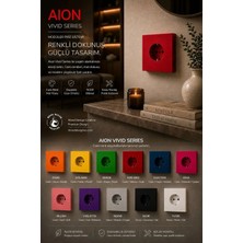 Mooddesign Aıon Collection - Vıvıd Series (Fıre Red) /(Tüm Prizler Ile Uyumludur) Minimal Mat Tasarım Priz / Premium Dekoratif Canlı Renkler Serisi (Ateş Kırmızı)