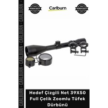 Carlburn #dürbün Profesyonel Avcı Taktik Işıklı Hedef Çizgili Net 39X50 Full Çelik Zoomlu Tüfek Dürbünü