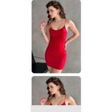 Myes Butik Ip Askılı Kırmızı Gece Elbisesi