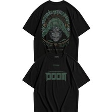 Fuddy Moda Unisex Doctor Doom Sırt Baskılı Tişört, Oversize Film Temalı Tshirt