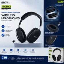 Azurtech Acl Abk-13 Promax Bluetooth 6.0 Kablosuz Kulak Üstü Kulaklık 72H Standby Tf Kart