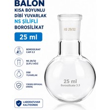 Labolist Balon Kısa Boyunlu Dibi Yuvarlak Ns Şilifli Borosilikat 25 ml
