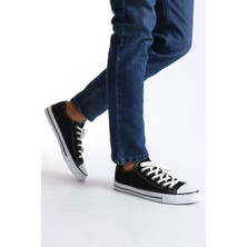 Joy Ayakkabı JY0422 Luke Bağcıklı Keten Kumaş Erkek Günlük Sneaker Ayakkabı Kbt - Siyah