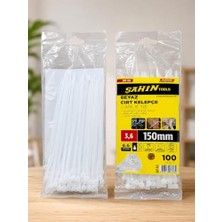 Belirtilmemiş Şahin Tools 3,6 x 150 mm Beyaz Cırt Kelepçe Kablo Bağı 100 Adet – Nylon