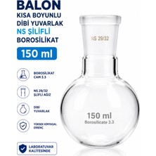Labolist Balon Kısa Boyunlu Dibi Yuvarlak Ns Şilifli Borosilikat 150 ml