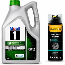 Mobil 1 Esp Formula P Dexos2 Dpf Motor Yağı 5W-30 5 Litre + Lastik Tamir Kiti 400 ml