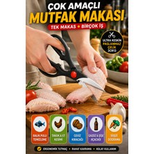Open City Çok Amaçlı Mutfak Makası Paslanmaz Çelik Tavuk Et Balık Sebze Ceviz Kıracağı Şişe Açacağı 21CM 3CR13