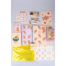 Capybara 20 Parça Kırtasiye Seti A4 Defter,kalem Çantası A7 Not Defteri, Silgi, Kalemtraş,0.7 mm Uçlu Kalem