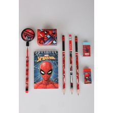 Lisanslı Spiderman 9 Parça Kırtasiye Seti Bloknot,3 Adet Kurşun Kalem,2 Adet Silgi,kalemtraş